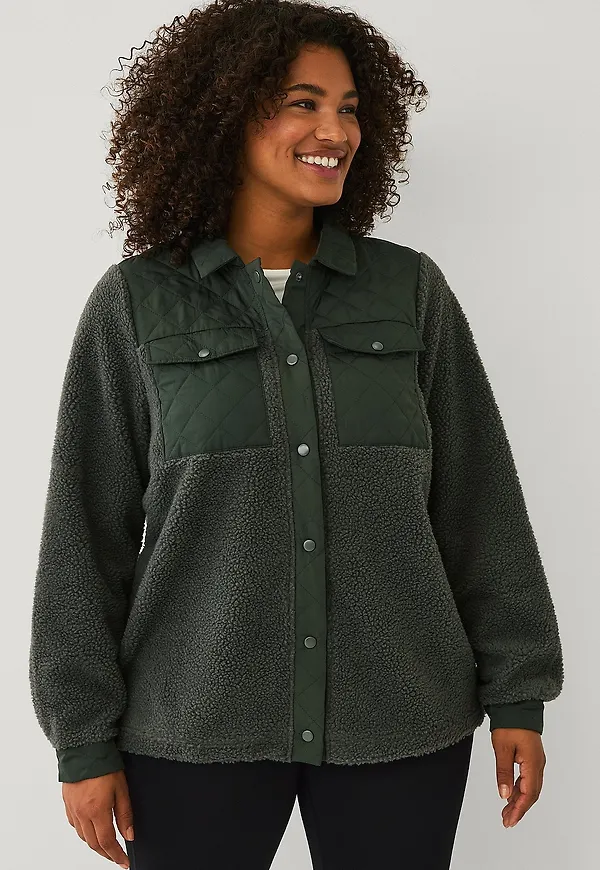Zizzi - Jacka Aophelia fleece - Grön