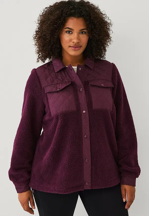 Zizzi - Jacka Aophelia fleece - Röd