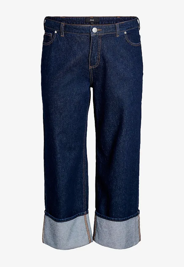 Zizzi - Jeans jKila, Wide Fold-up - Blå