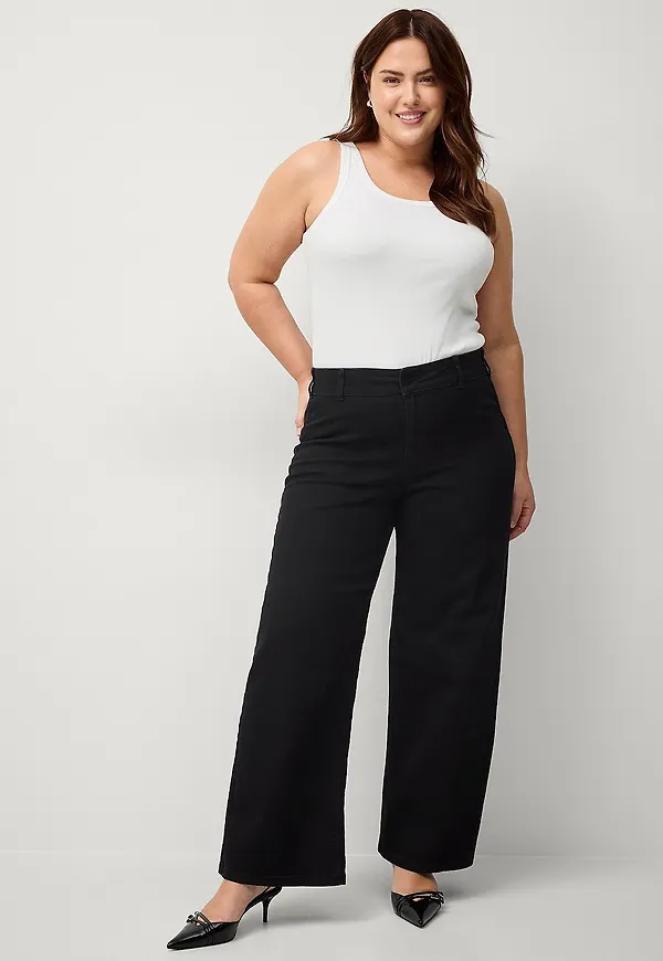 Zizzi - Jeans jSelina Wide Jeans - Svart