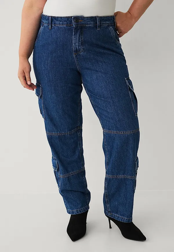 Zizzi - Jeans jTami Staight Cargo - Blå