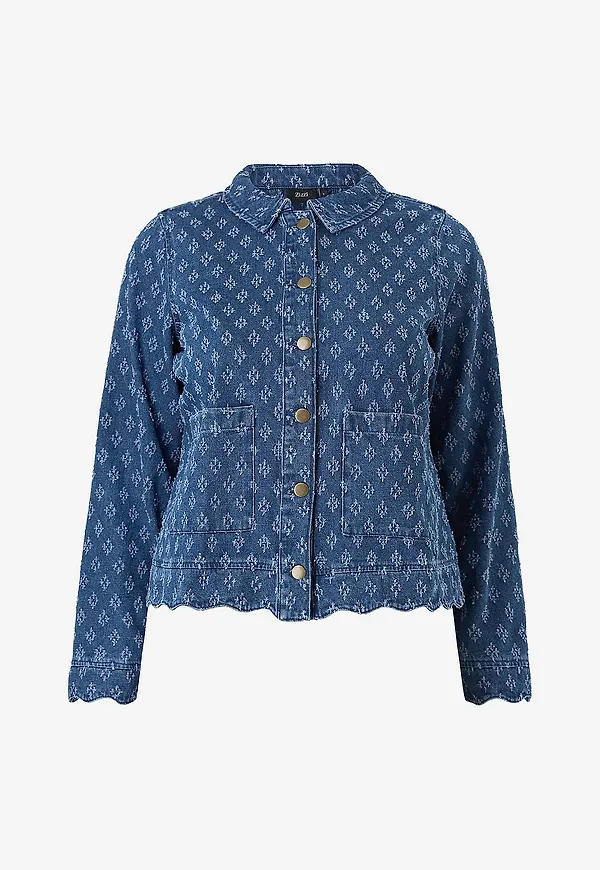 Zizzi - Jeansjacka Jscallop - Blå