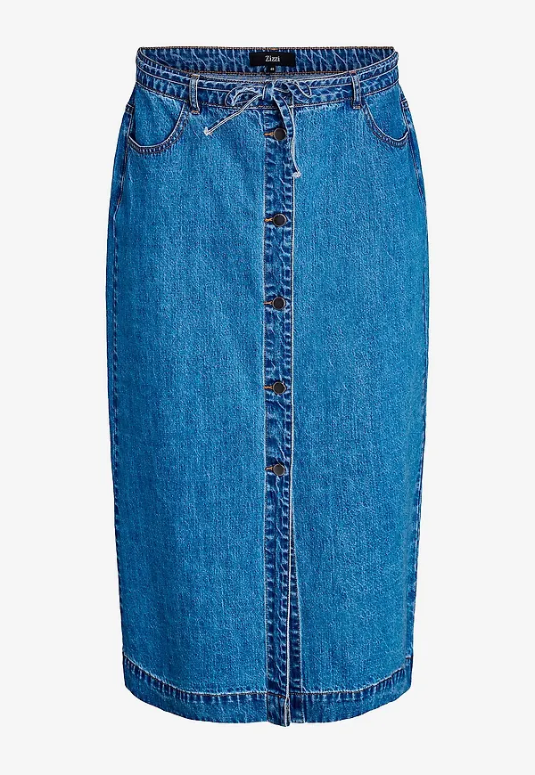 Zizzi - Jeanskjol jMisha Button Blk - Blå