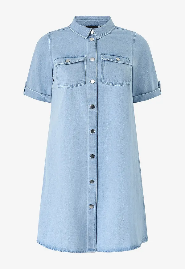 Zizzi - Jeansklänning vAmi S/S - Blå