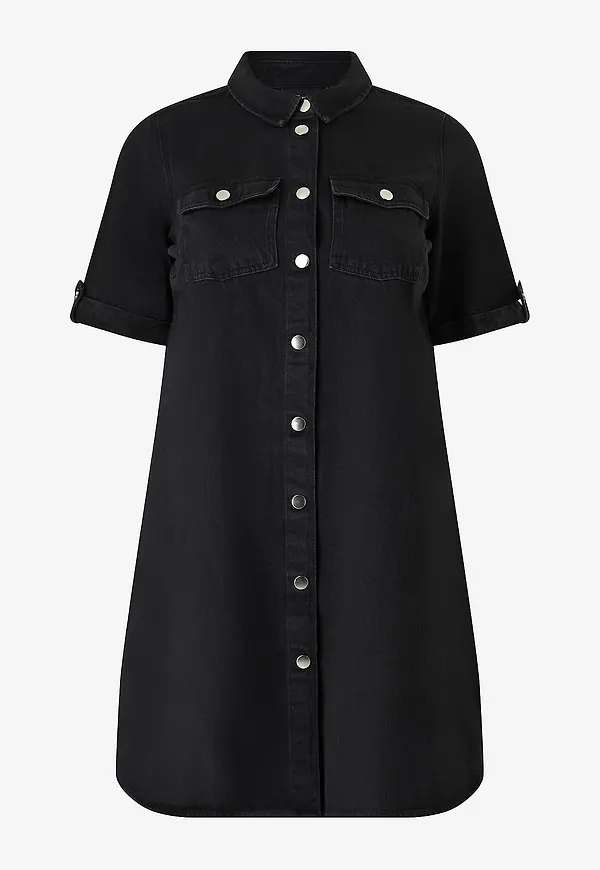 Zizzi - Jeansklänning vAmi S/S - Svart