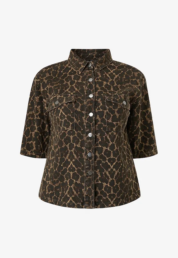 Zizzi - Jeansskjorta jLeona S/S - Brun