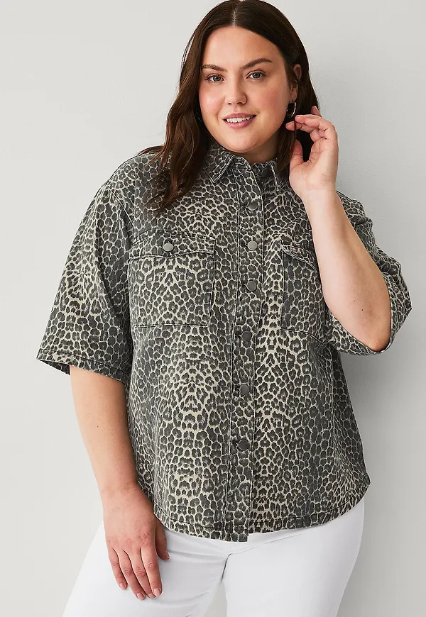 Zizzi - Jeansskjorta jLeona S/S - Brun