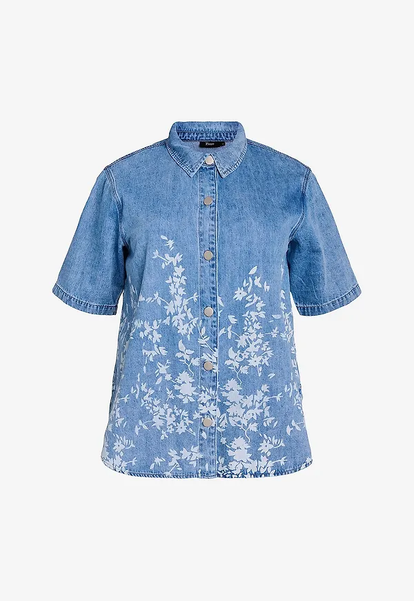 Zizzi - Jeansskjorta jMisha 1/2 - Blå