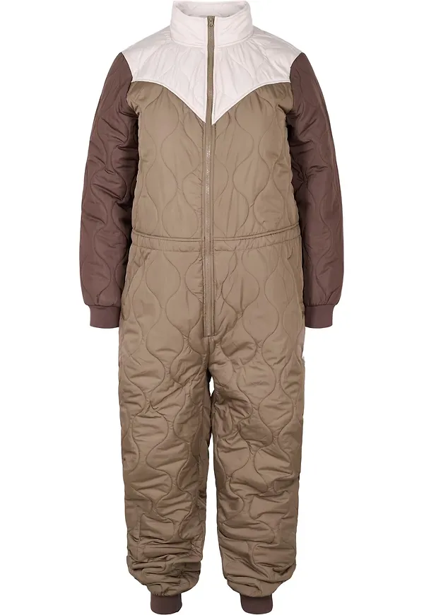 Zizzi Jumpsuit 'MCAMP' ljusbrun / mörkbrun / vit