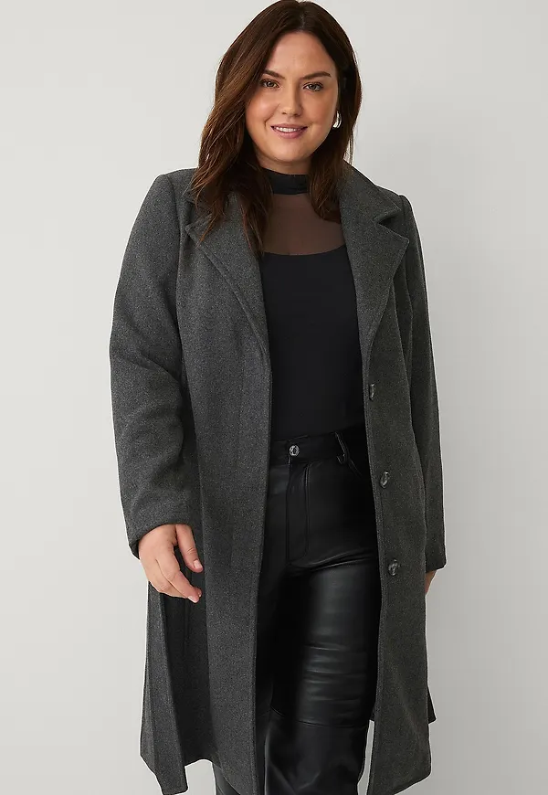 Zizzi - Kappa mAva L/S Coat - Grå