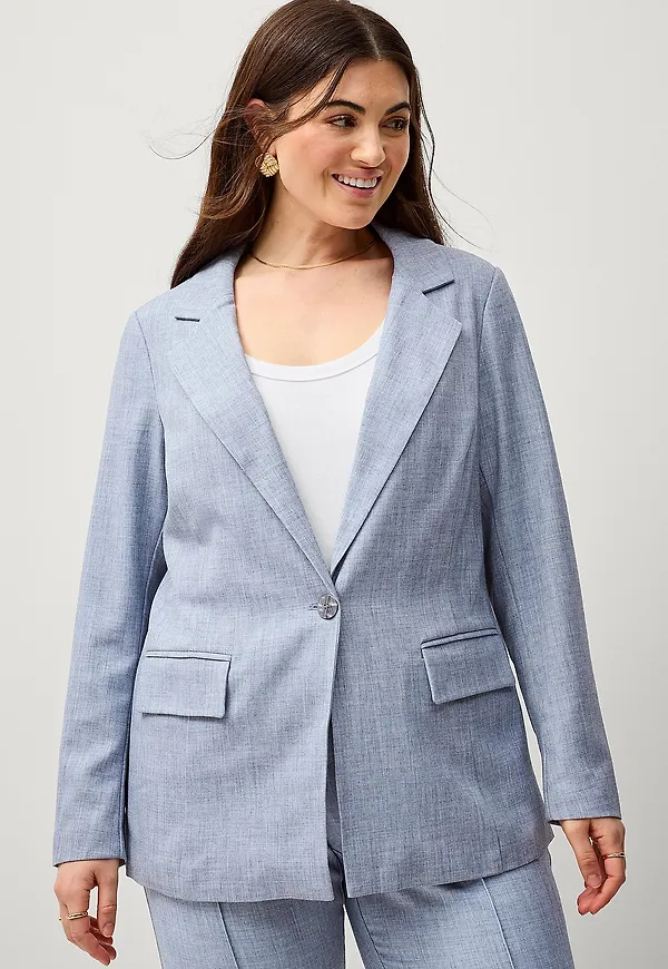 Zizzi - Kavaj mKoopa L/S Blazer - Blå
