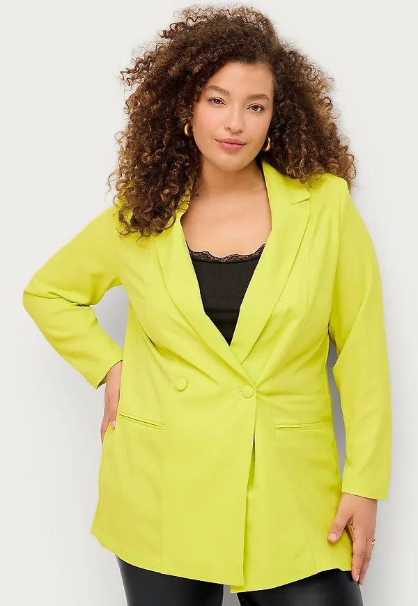 Zizzi - Kavaj mSid L/S Blazer - Grön