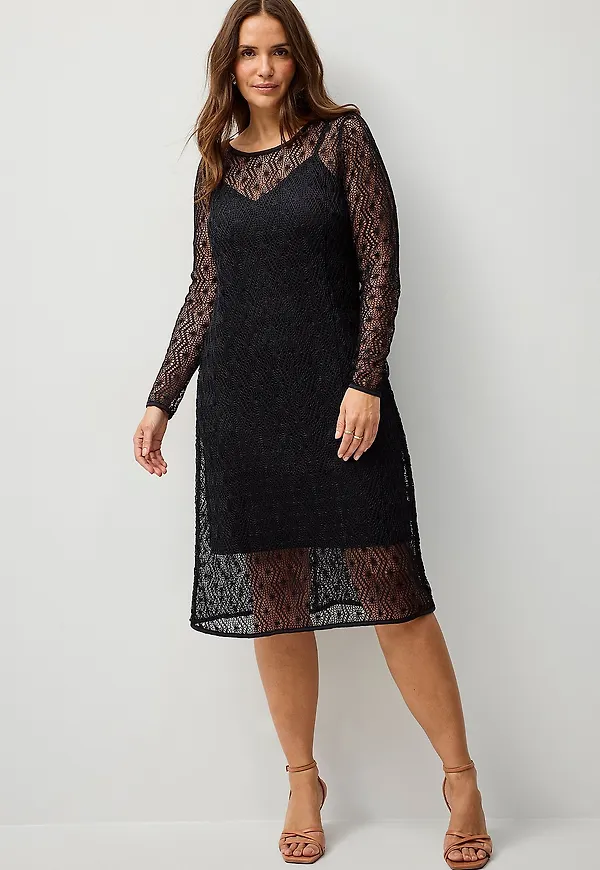 Zizzi - Klänning blKate L/S Midi Dress - Svart