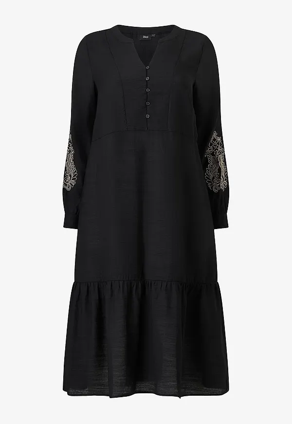 Zizzi - Klänning caJanice L/S Midi - Svart