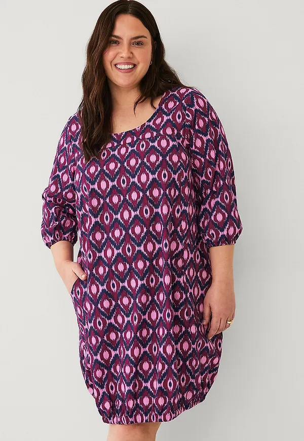 Zizzi - Klänning jEasy 3/4 Aop Abk Dress - Rosa