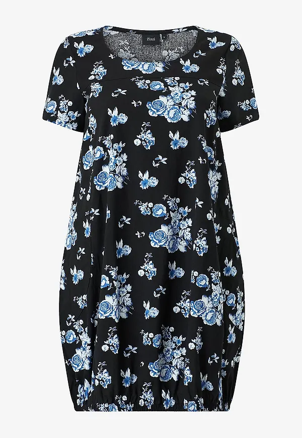 Zizzi - Klänning jEasy S/S Aop Dress - Svart