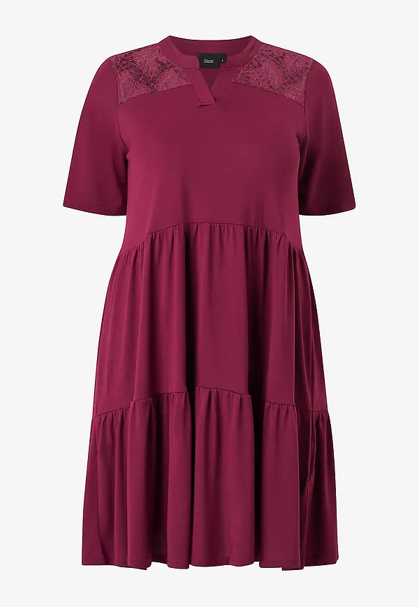 Zizzi - Klänning mOlika S/S Abk - Röd