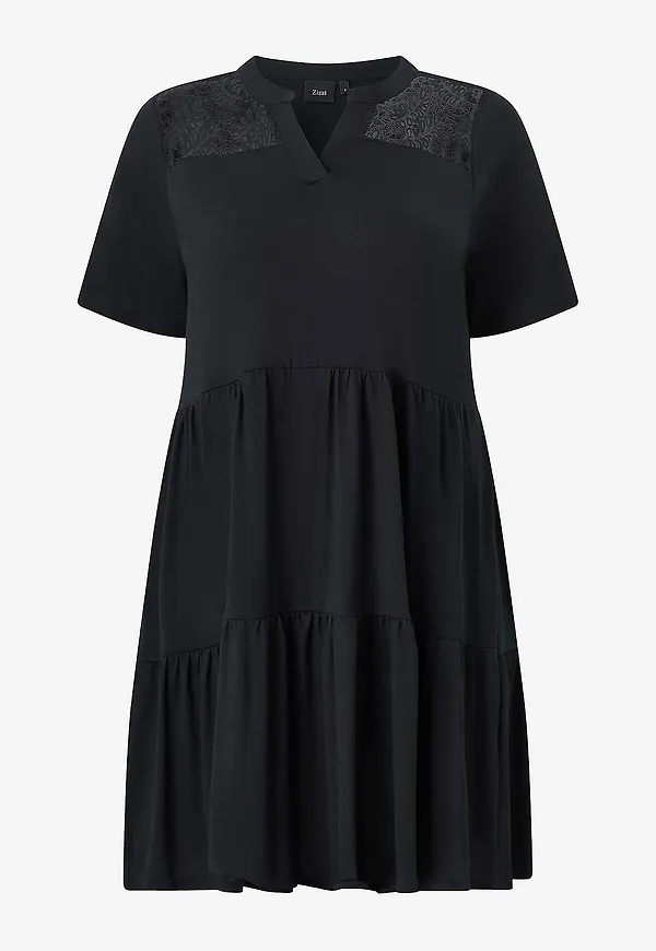 Zizzi - Klänning mOlika S/S Abk - Svart