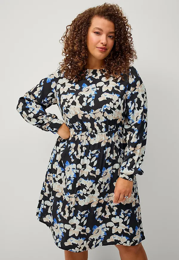 Zizzi - Klänning vBella L/S Abk Dress - Svart