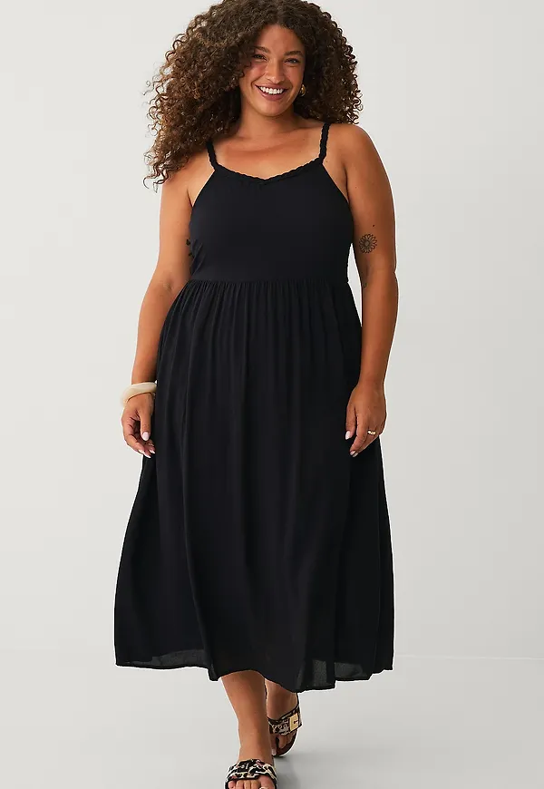 Zizzi - Klänning vCasa Braid Midi Dress - Svart