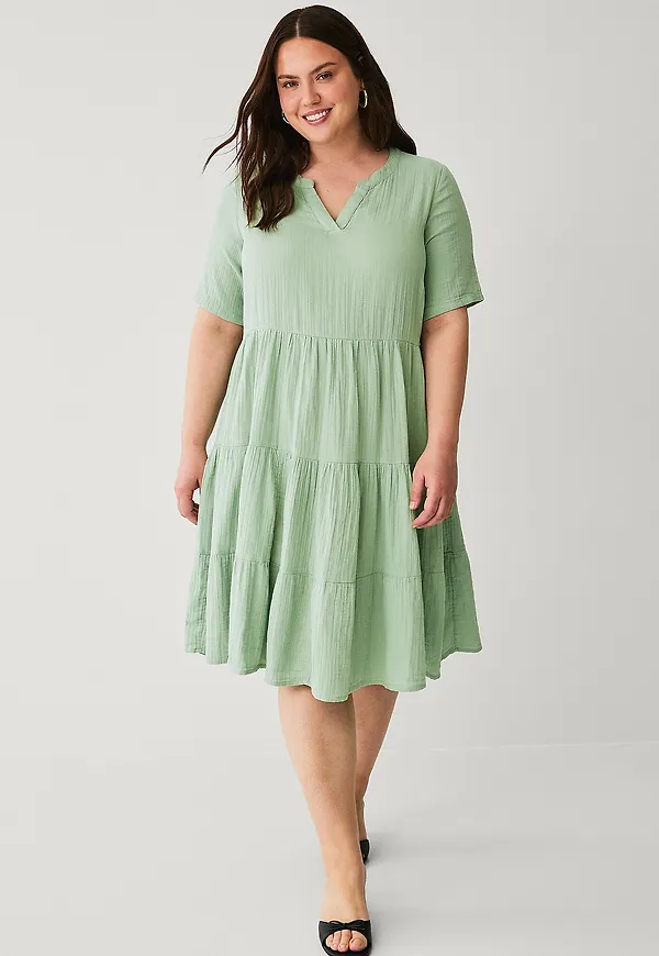 Zizzi - Klänning vVivu S/S - Grön