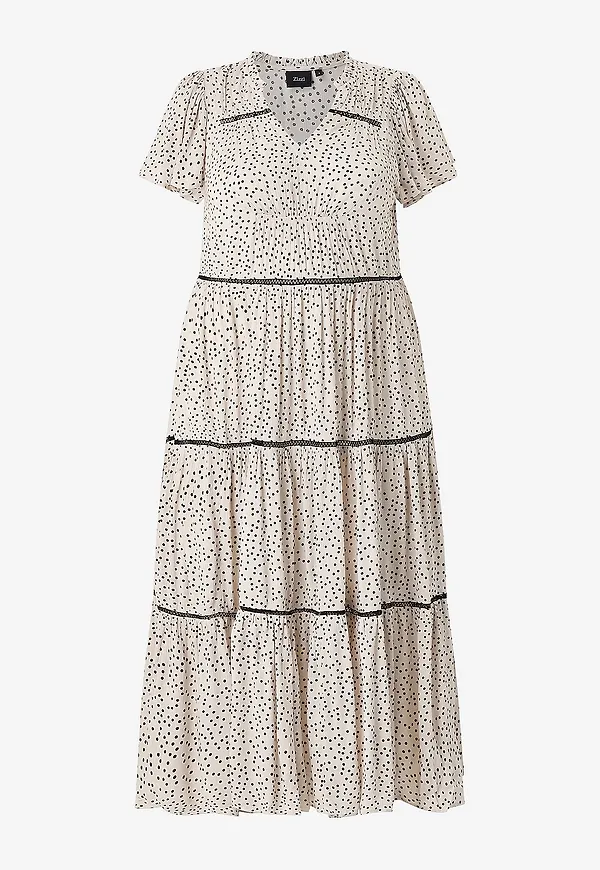 Zizzi - Klänning vWsma S/L Midi - Vit – Ellos