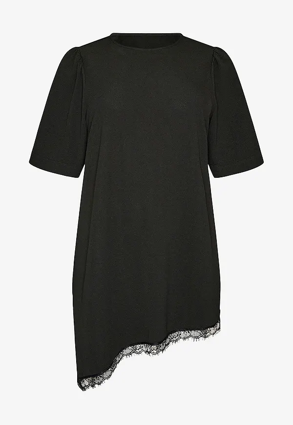 Zizzi - Kortärmad blus Mcarolina, S/S, Blouse - Svart