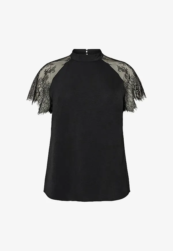 Zizzi - Kortärmad blus Mgudrun, S/S, Blouse - Svart