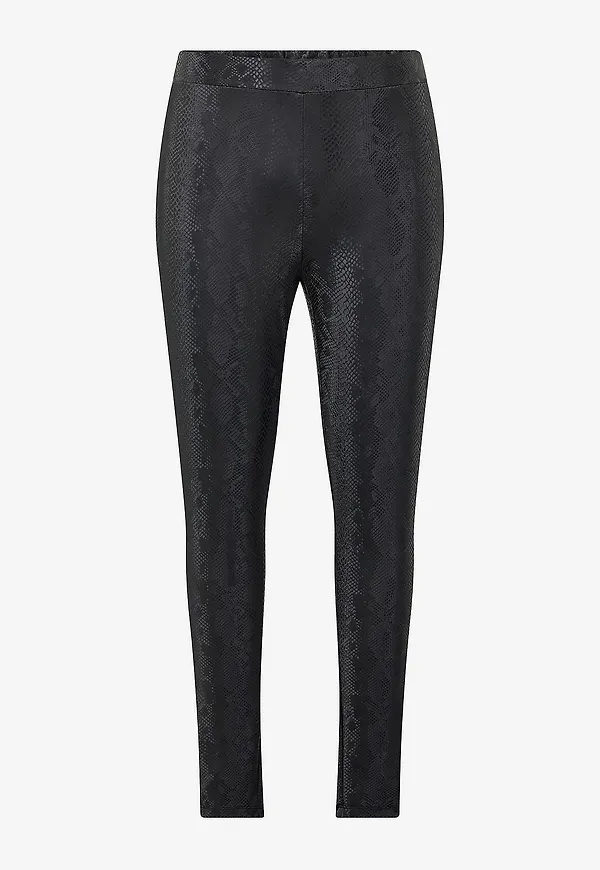 Zizzi - Leggings Emana, Long, PU Leggings - Svart