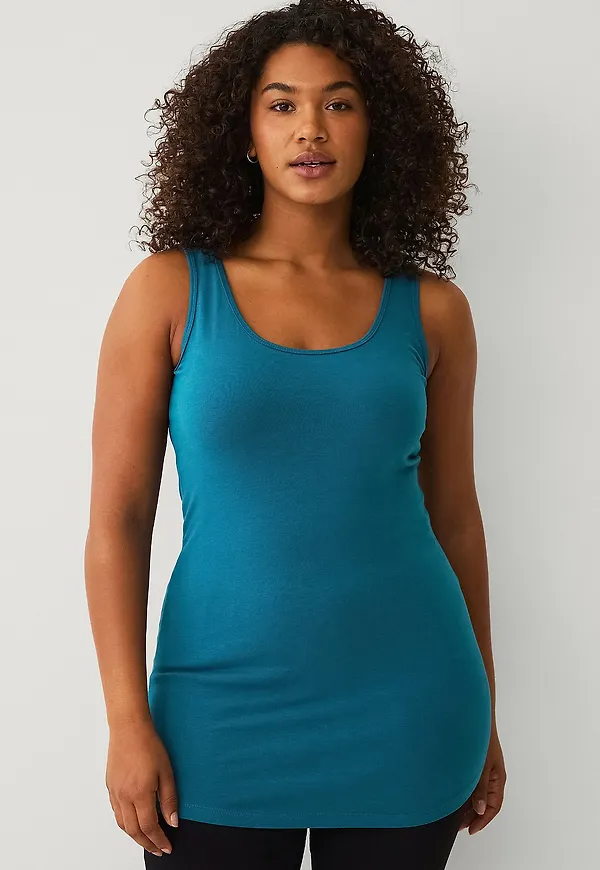 Zizzi - Linne Cotton Basic Top - Blå