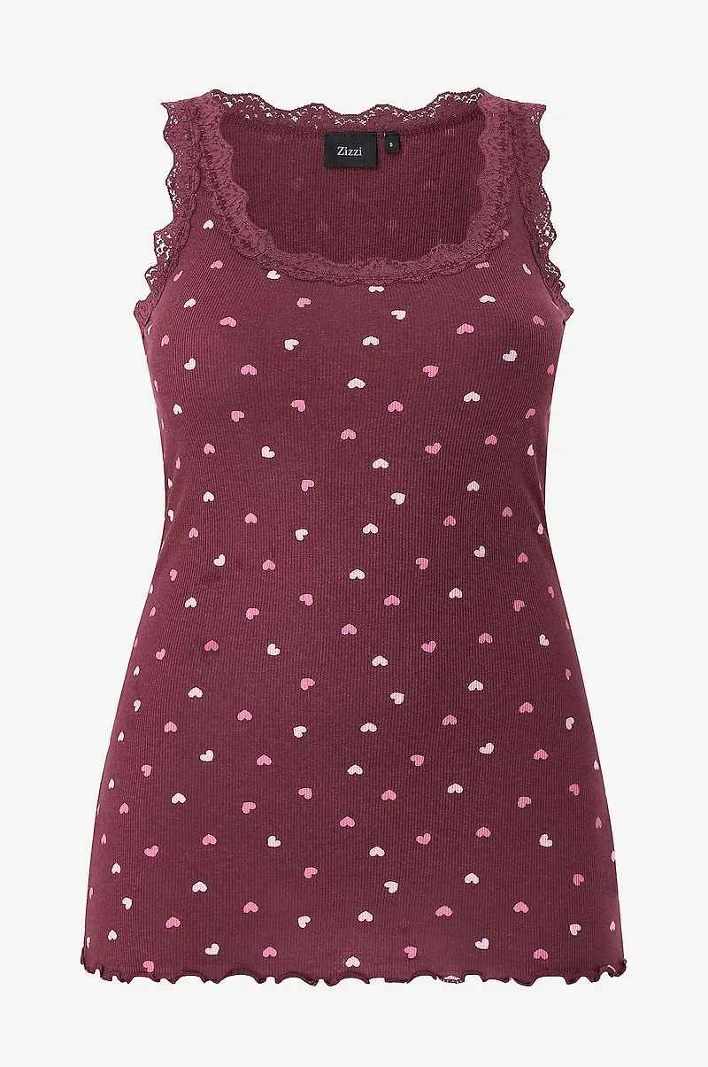 Zizzi - Linne mLiv S/L Aop Top - Röd