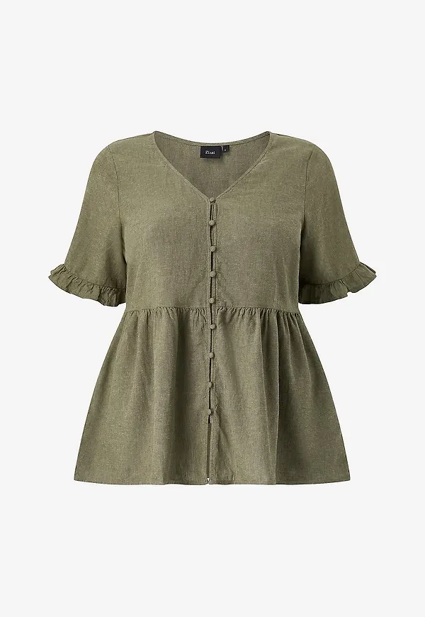 Zizzi - Linneblus vLina S/S - Grön