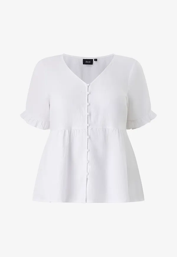 Zizzi - Linneblus vLina S/S - Vit