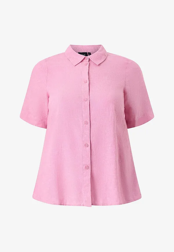 Zizzi - Linneskjorta vLina S/S - Rosa