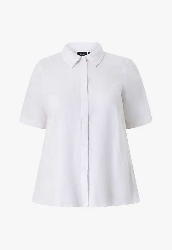 Zizzi - Linneskjorta vLina S/S - Vit