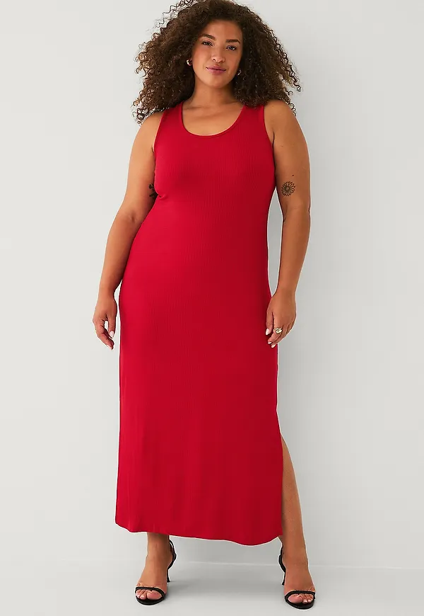 Zizzi - Maxiklänning vCarly S/L 7/8 Dress - Röd