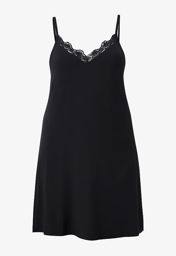 Zizzi - Nattlinne Lace Abk Strap Dress - Svart