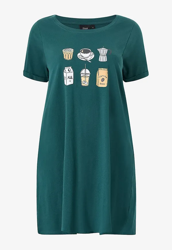 Zizzi - Nattlinne mAlly S/S Abk Dress - Grön
