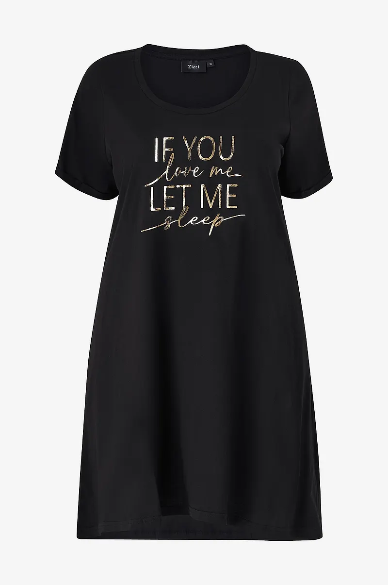 Zizzi - Nattlinne mAlly S/S Abk Dress - Svart