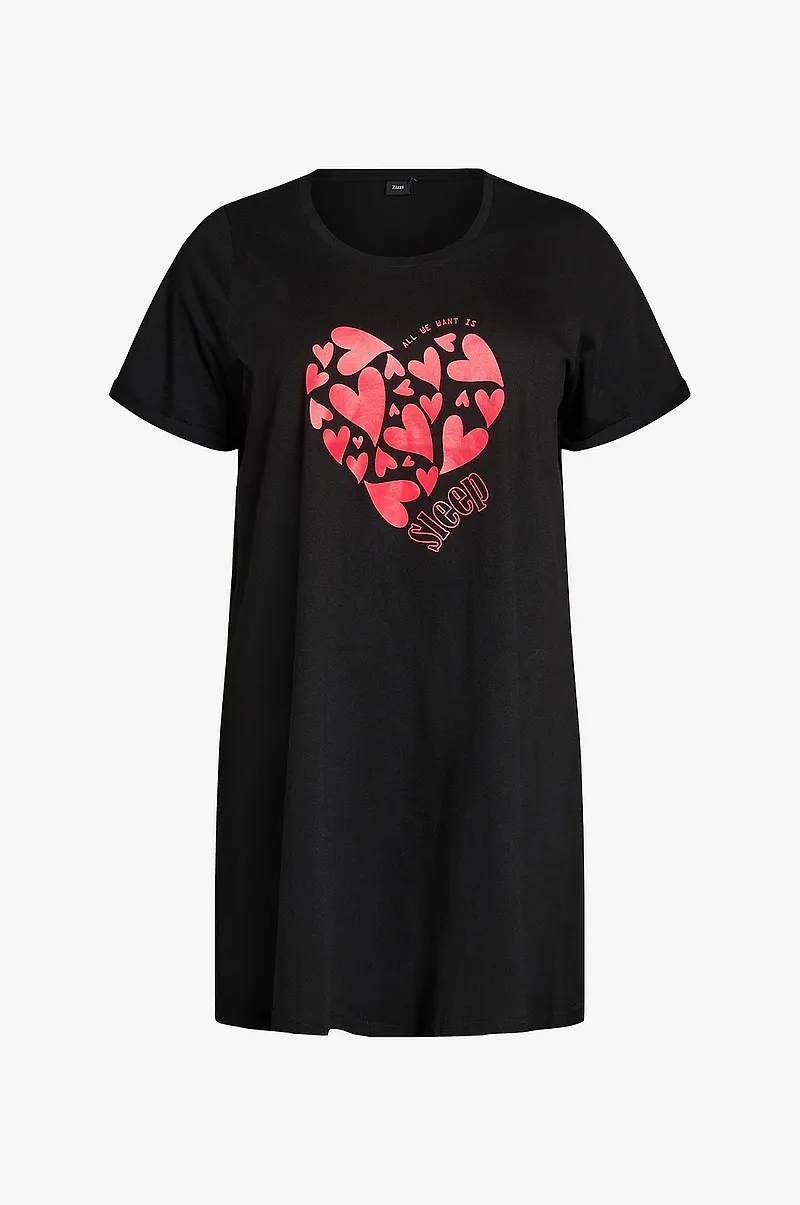 Zizzi - Nattlinne mAlly S/S Abk Dress - Svart