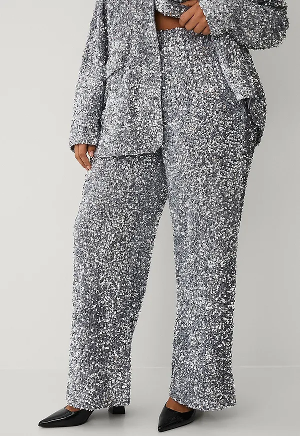 Zizzi - Paljettbyxor mPinca Pants - Silver