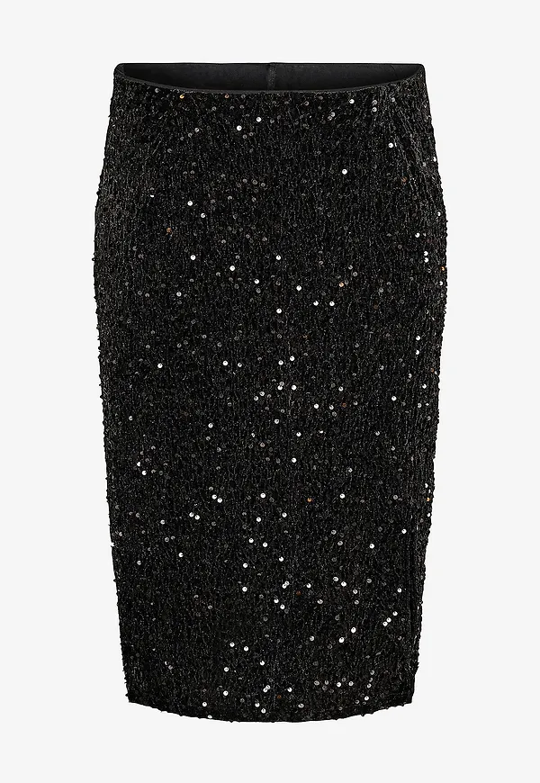Zizzi - Pennkjol Mjosefine, Midi Skirt - Svart