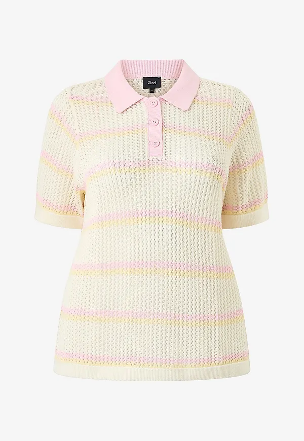 Zizzi - Pikétröja mEmmi S/S Polo - Vit