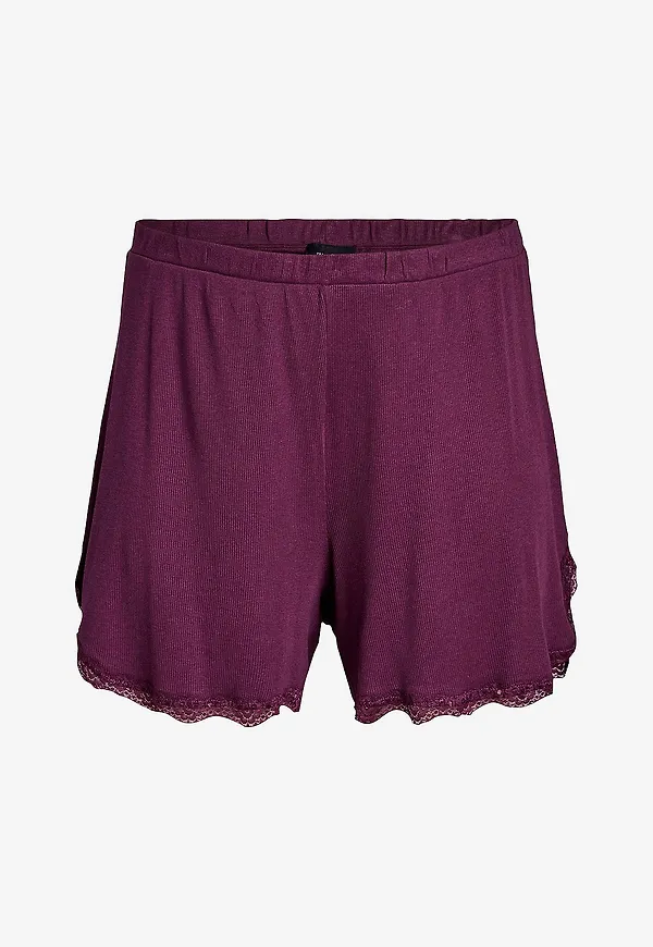 Zizzi - Pyjamasshorts melna Lace - Röd