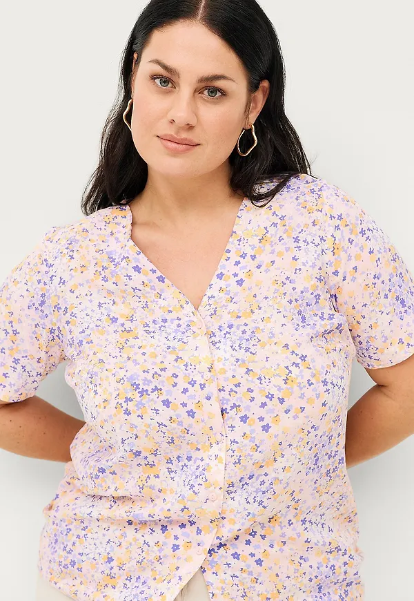 Zizzi - Pyjamastopp mClaudia S/S Shirt - Rosa
