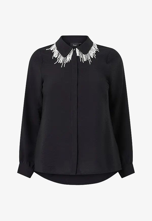 Zizzi - Skjorta eLina L/S - Svart