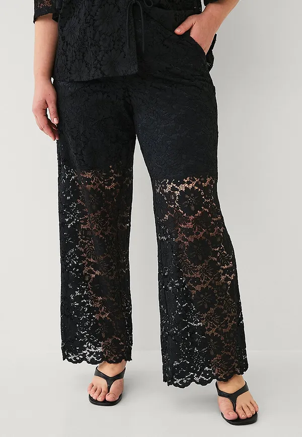 Zizzi - Spetsbyxor mWelda Wide Pants - Svart