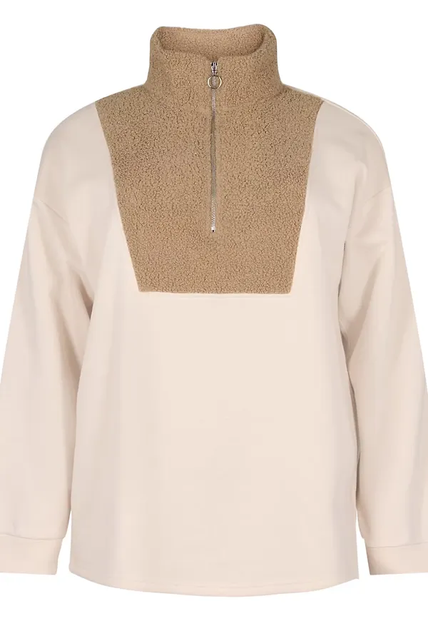 Zizzi Sweatshirt 'Edebra' beige / brun