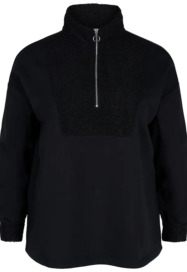 Zizzi Sweatshirt 'Edebra' svart