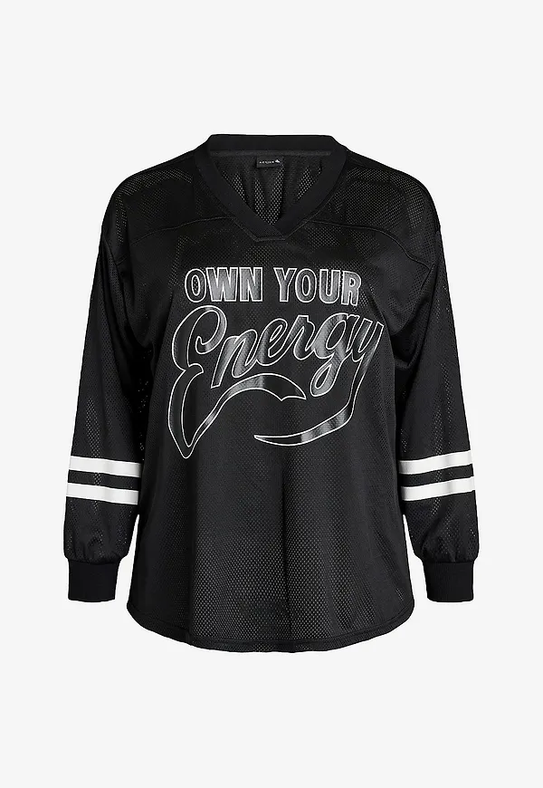 Zizzi - Sweatshirt Aenergy, L/S, Blouse - Svart